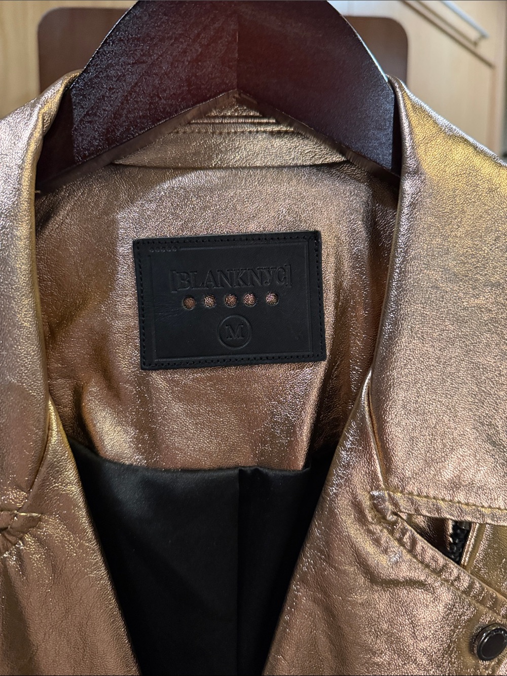 Blank NYC Metallic Rose Gold Moto Leather Jacket - Picture 2 of 4